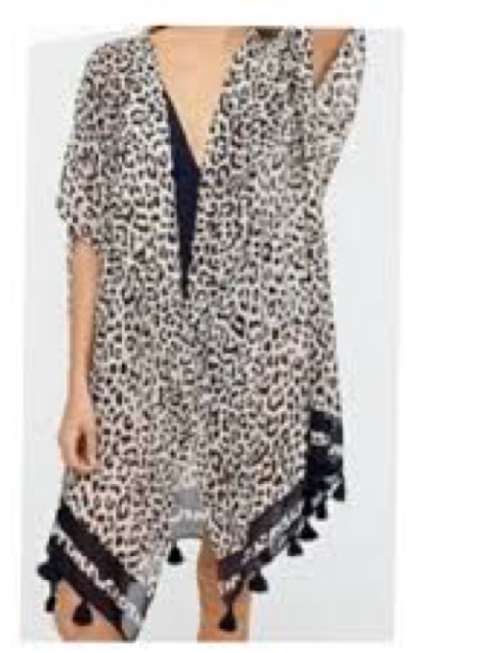 J. Crew Leopard Print Swim Cover-Up Kimono - Black & White XS S